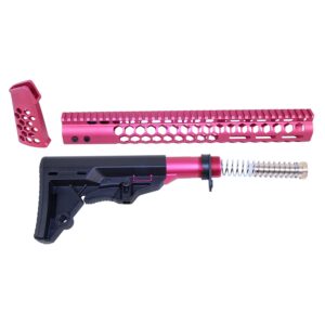 AR-15 "Honeycomb" Series Complete Furniture Set (Gen 2) (Anodized Rose)