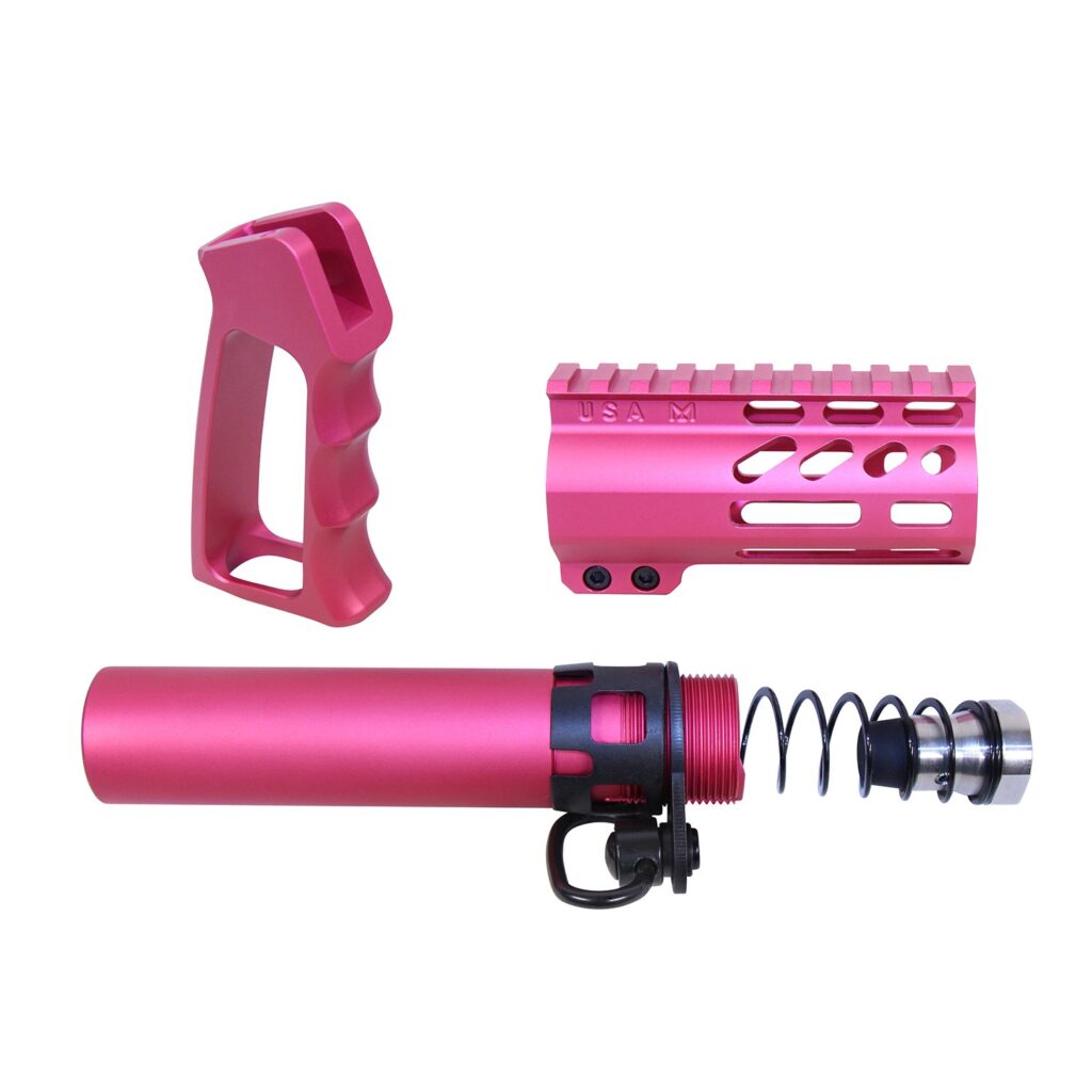 AR-15 Micro Pistol Furniture Set (Anodized Rose)