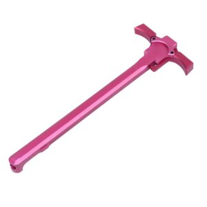 Rose-colored AR-15 ambidextrous charging handle with quick engage feature.