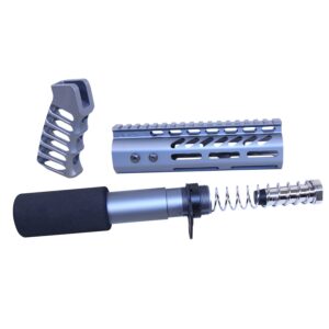 AR .308 Pistol Furniture Set in Anodized Grey, featuring muzzle brake and buffer tube assembly.