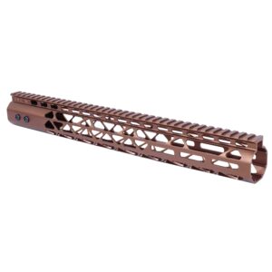 Bronze 15-inch Guntec USA M-LOK handguard with top rail for .308 caliber rifles.