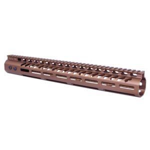 Guntec USA bronze 15 M-LOK handguard for .308 with full-length Picatinny rail.