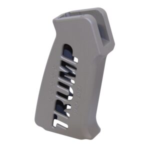 AR-15 Trump Series custom gray pistol grip with engraved name.