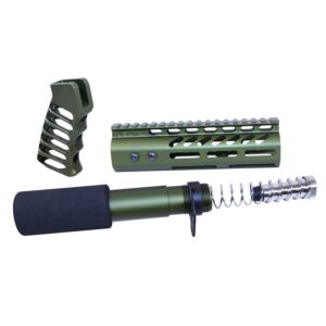 Guntec USA AR .308 green anodized pistol furniture set with tactical components.