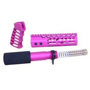 AR-15 Pistol Furniture Set in Vibrant Anodized Pink.