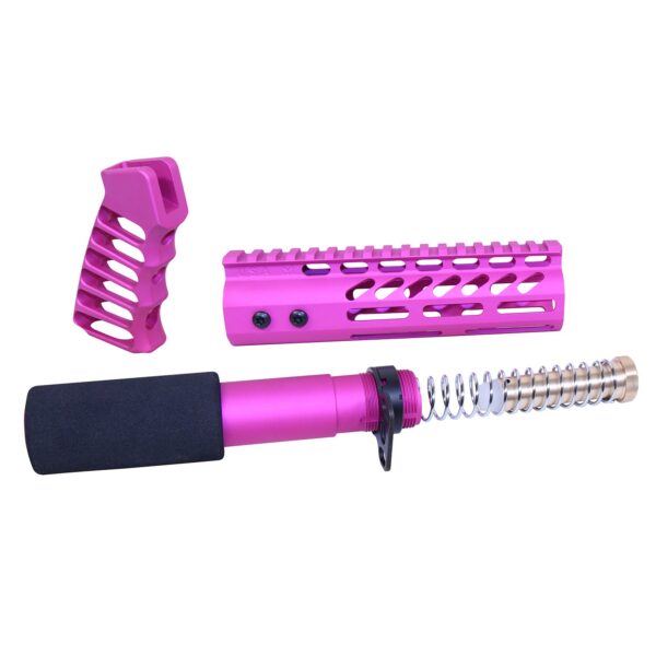 AR-15 Pistol Furniture Set in Vibrant Anodized Pink.