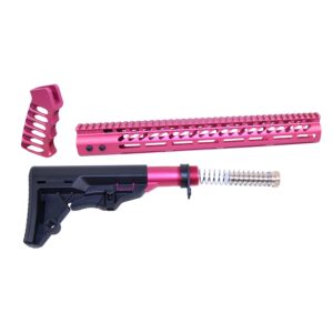 AR-15 pink ultralight furniture set with ergonomic grip and handguard.