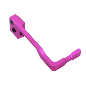 Pink anodized AR-15 extended bolt catch release by Guntec USA.