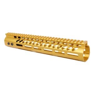 12" Ultra Lightweight Thin M-LOK System Free Floating Handguard With Monolithic Top Rail (.308 Cal) (Anodized Gold)