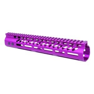12" Ultra Lightweight Thin M-LOK System Free Floating Handguard With Monolithic Top Rail (.308 Cal) (Anodized Purple)