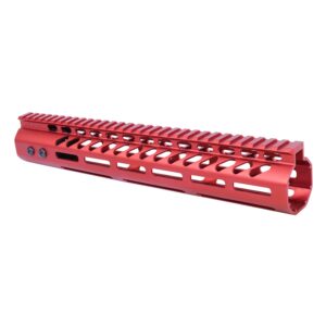 12" Ultra Lightweight Thin M-LOK System Free Floating Handguard With Monolithic Top Rail (.308 Cal) (Anodized Red)