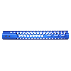 15" Air Lite Series 'Honeycomb' M-LOK Free Floating Handguard With Monolithic Top Rail (.308 Cal) (Anodized Blue)