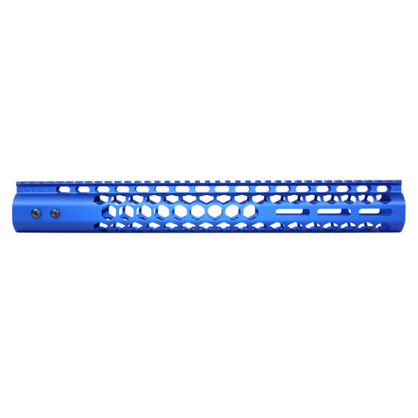 15" Air Lite Series 'Honeycomb' M-LOK Free Floating Handguard With Monolithic Top Rail (.308 Cal) (Anodized Blue)