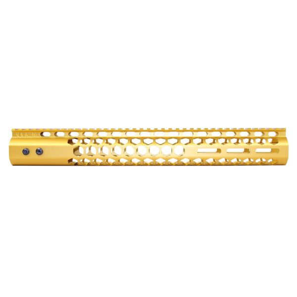 15" Air Lite Series 'Honeycomb' M-LOK Free Floating Handguard With Monolithic Top Rail (.308 Cal) (Anodized Gold)