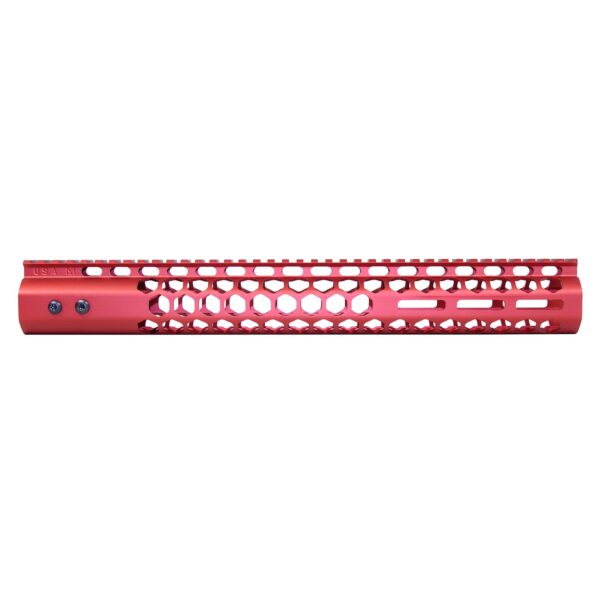 15" Air Lite Series 'Honeycomb' M-LOK Free Floating Handguard With Monolithic Top Rail (.308 Cal) (Anodized Red)