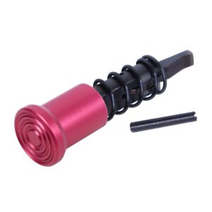 AR-15 forward assist assembly in anodized rose finish.