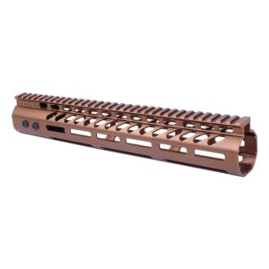 12 Guntec USA bronze M-LOK free-floating handguard with top rail for .308 caliber rifles.