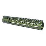 Olive drab 12 Guntec USA M-LOK handguard for .308 caliber with top rail.