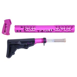 AR-15 Trump Series pink furniture set with handguard, buttstock, and buffer tube.