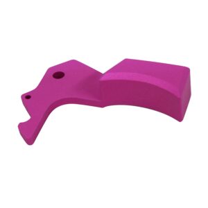 Bright pink AR-15 Gen 5 ergonomic charging handle latch, anodized for durability.