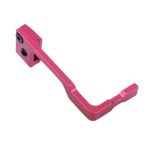 Red anodized AR-15 extended bolt catch release by Guntec USA.