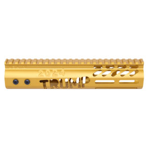 Gold 9-inch Trump Series M-LOK handguard with Picatinny rail and etched TRUMP 2024.