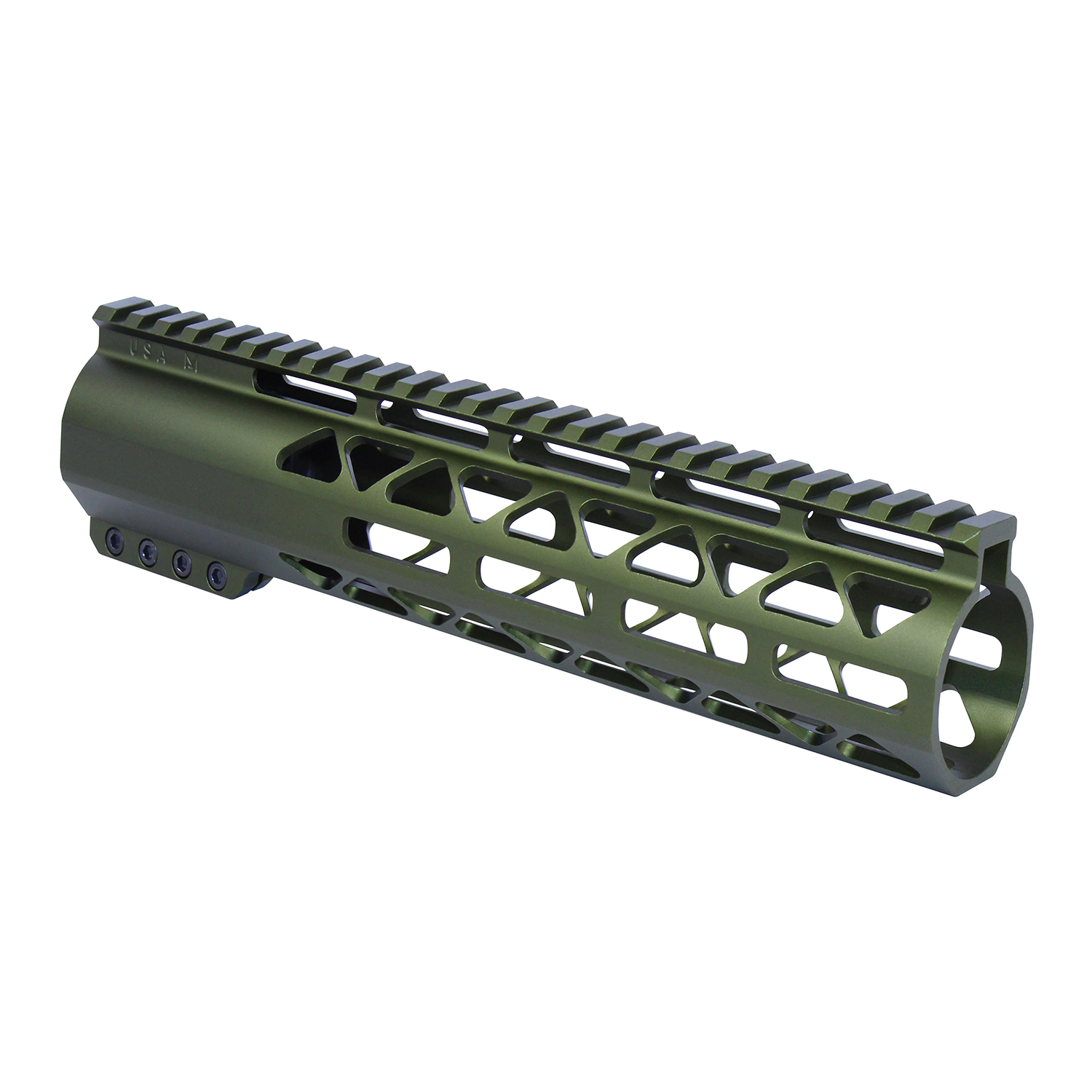 10" AIR-LOK Series M-LOK Compression Free Floating Handguard With Monolithic Top Rail (.308 Cal) (Anodized Green)
