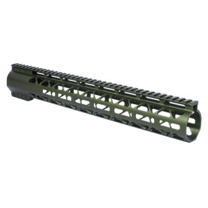 15" AIR-LOK Series M-LOK Compression Free Floating Handguard With Monolithic Top Rail (.308 Cal) (Anodized Green)