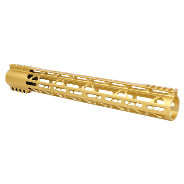 AR-308 15" AIR-LOK Series M-LOK Compression Free Floating Handguard With Monolithic Top Rail (Gen 2) (Anodized Gold)
