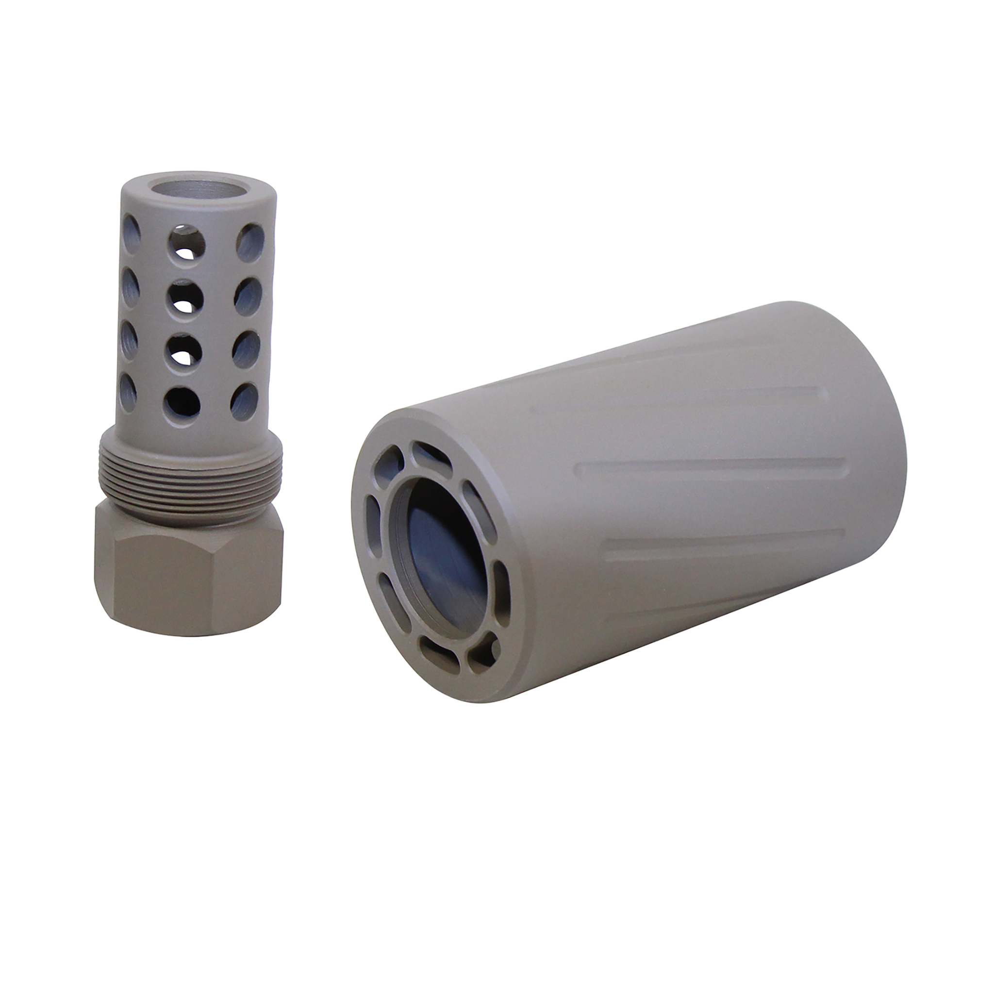SPITFIRE-300-FDE_TT AR 300 Blackout Muzzle Comp With QD Blast Shield (Flat Dark Earth) - Image 1