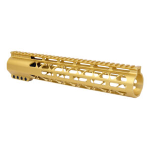 Gold 12-inch Guntec USA .308 Cal M-LOK Handguard with Top Rail.