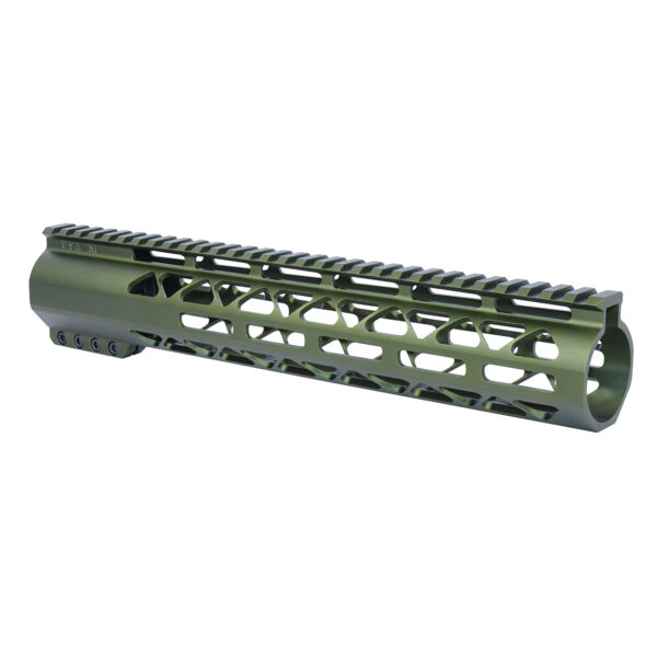 Guntec USA 12 green .308 M-LOK handguard with top rail, lightweight, customizable.