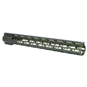 Guntec USA green 16.5 M-LOK handguard with top rail for .308 rifles.