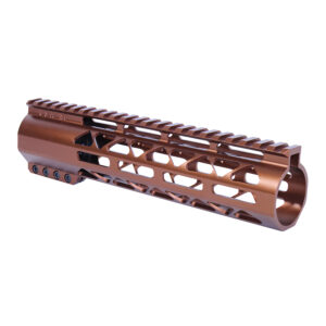 Bronze 9-inch Guntec USA M-LOK Handguard with Top Rail for .308 Caliber Firearms.