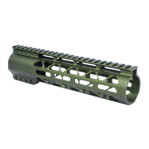 Guntec USA green 9 M-LOK handguard for .308 rifles with top rail.