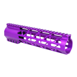 Purple Guntec 9 AIR-LOK M-LOK Handguard with Top Rail for .308 Cal Firearms.