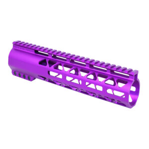 Purple 10-inch Guntec USA M-LOK handguard for .308 caliber with monolithic top rail.