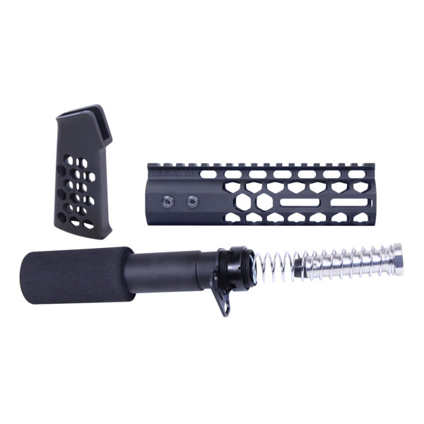 AR-15 Honeycomb Pistol Furniture Set (7") (Anodized Black)