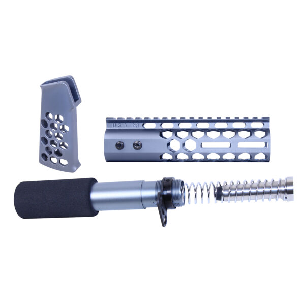 AR-15 Honeycomb Pistol Furniture Set (7") (Anodized Grey)