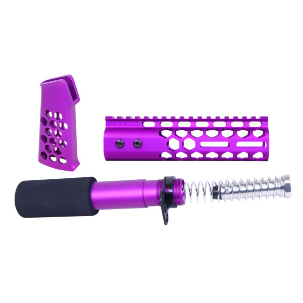 AR-15 Honeycomb Pistol Furniture Set (7") (Anodized Purple)