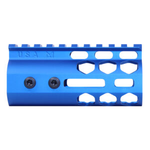 4" Air Lite Series 'Honeycomb' M-LOK Free Floating Handguard With Monolithic Top Rail (Anodized Blue)