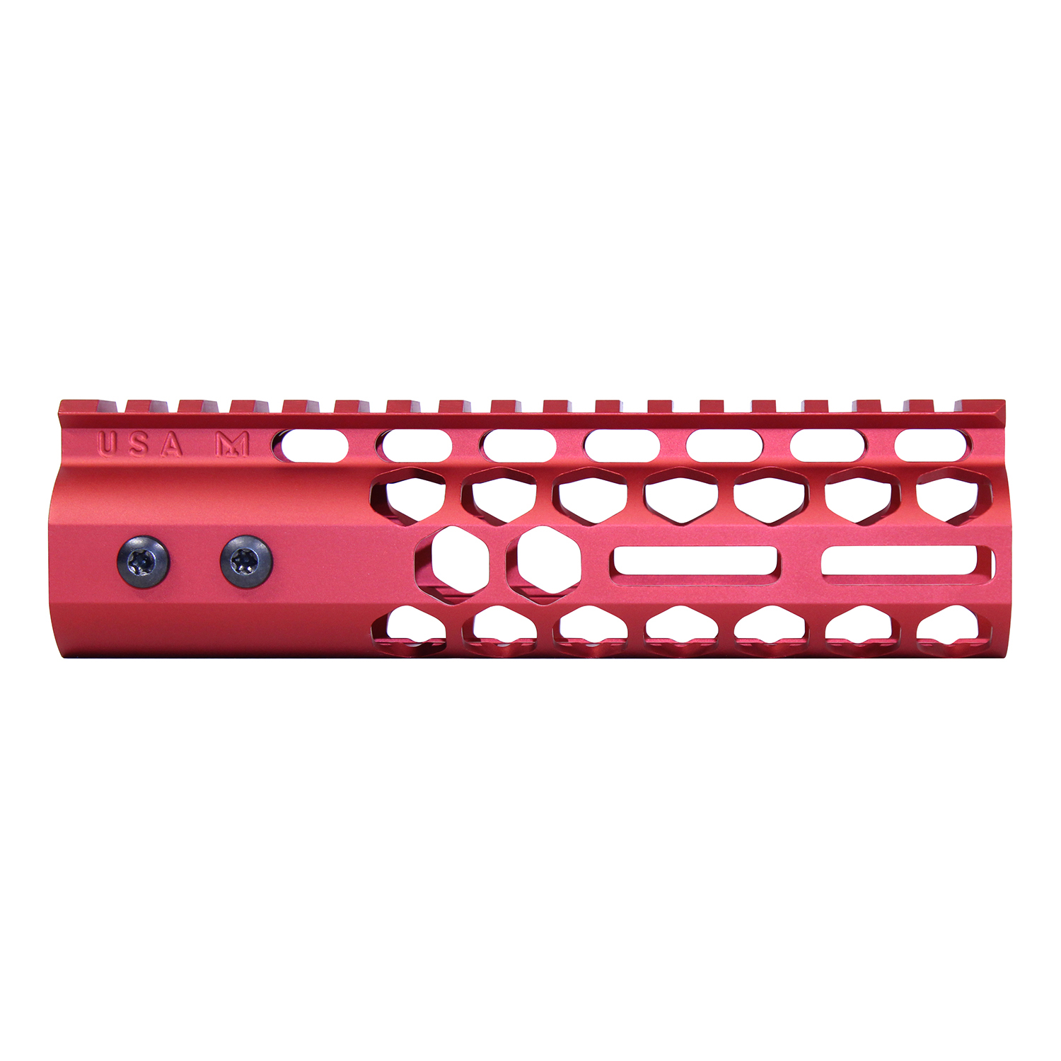 7" Air Lite Series 'Honeycomb' M-LOK Free Floating Handguard With Monolithic Top Rail (Anodized Red)
