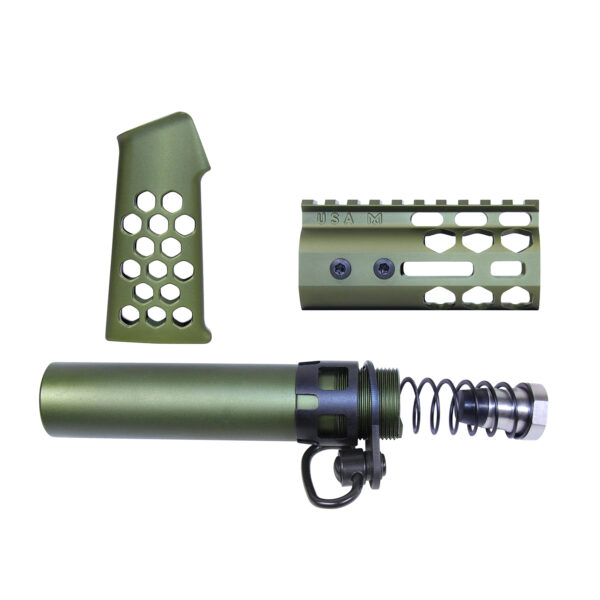 AR-15 Micro Honeycomb Pistol Furniture Set (Anodized Green)