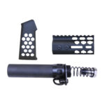 AR-15 Micro Honeycomb Pistol Set in Anodized Black with Hexagonal Cutouts.