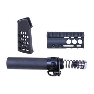 AR-15 Micro Honeycomb Pistol Furniture Set in Anodized Black.