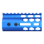 Blue 4-inch Honeycomb M-LOK Handguard with Monolithic Top Rail by Guntec USA.