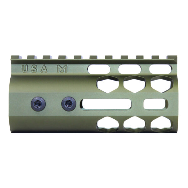 Guntec USA 4-inch Olive Green M-LOK Handguard with Top Rail.