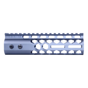 Guntec USA 7 Honeycomb M-LOK Handguard, Anodized Grey with Monolithic Top Rail.