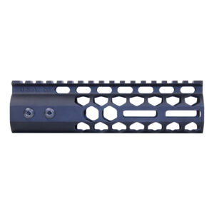 Black 7-inch Guntec USA M-LOK handguard with honeycomb cutouts and full-length Picatinny rail.