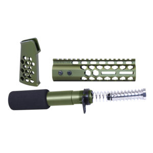 Guntec USA AR-15 Honeycomb Pistol Set in Anodized Green with accessories.